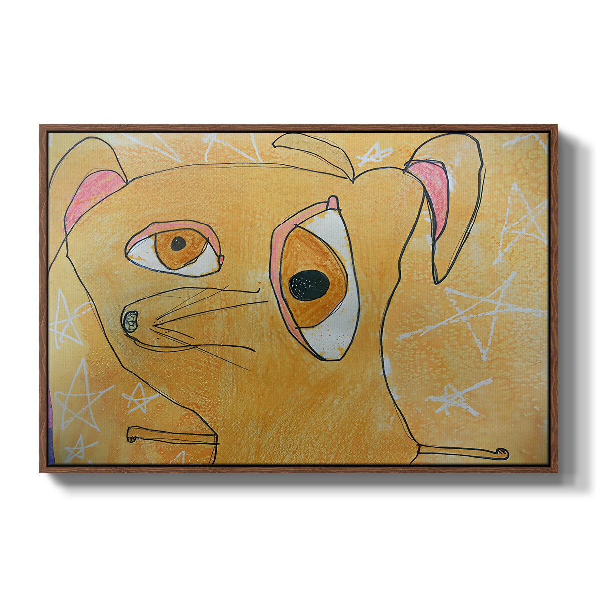 Cubist Dog with Stars (Student Art) - Floater Framed Canvas Print
