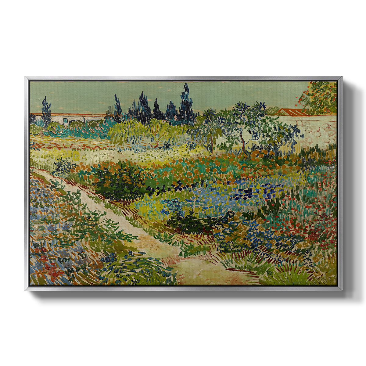 Garden at Arles, 1888 - Floater Framed Canvas Print