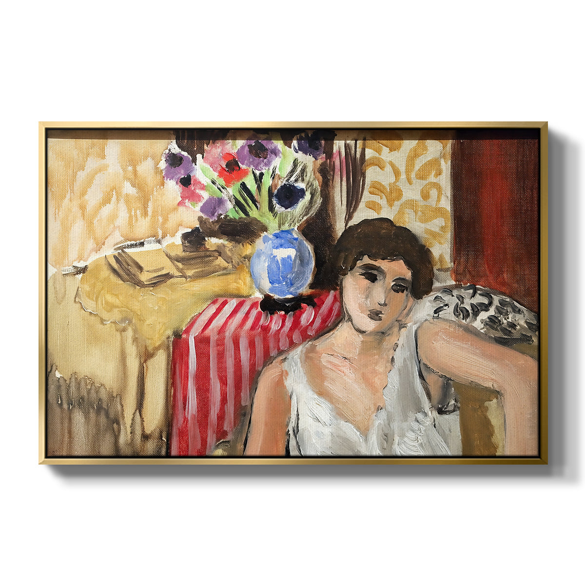 Woman Seated in an Armchair, c. 1920 - Floater Framed Canvas Print