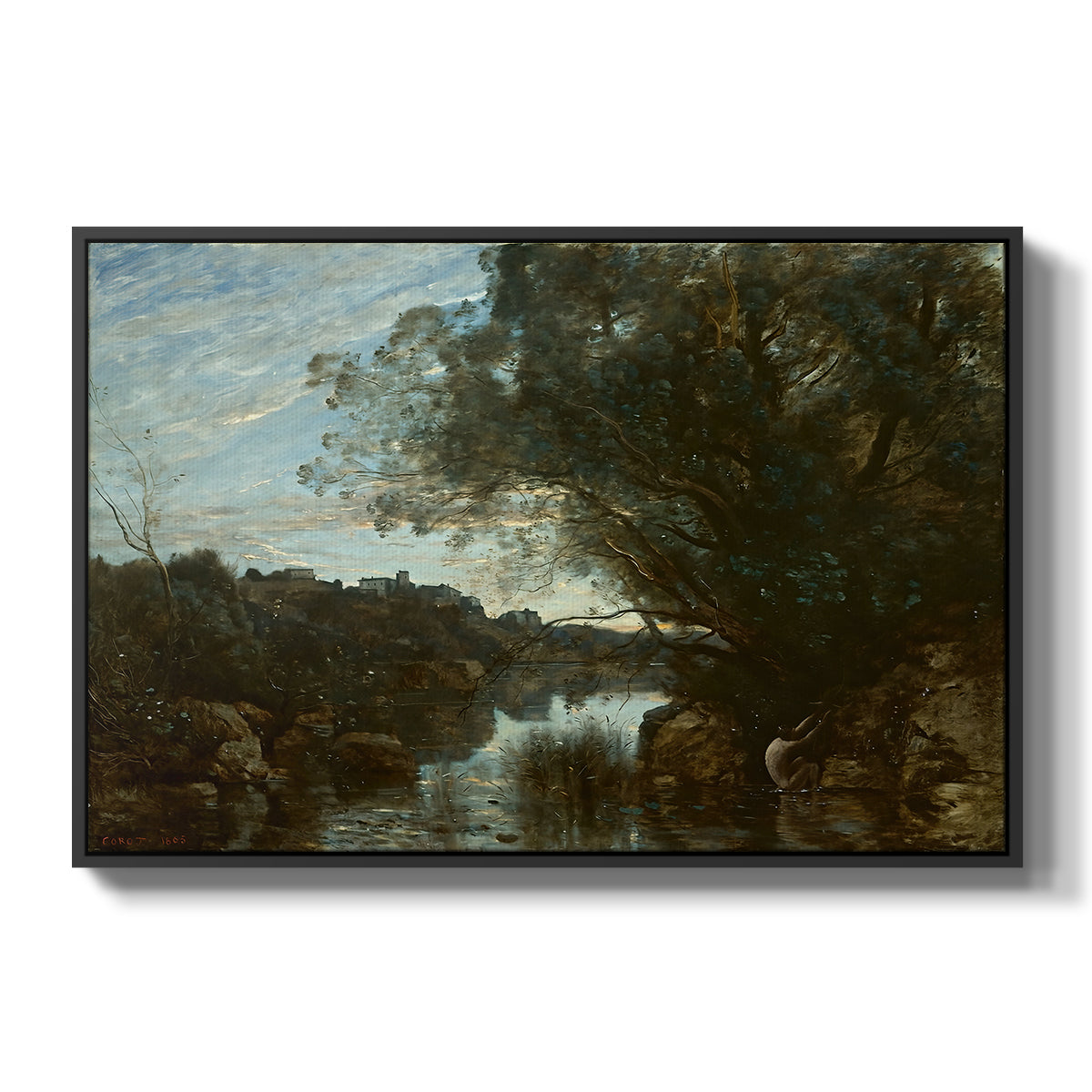 Souvenir of the Environs of Lake Nemi, 1865 - Floater Framed Canvas Print