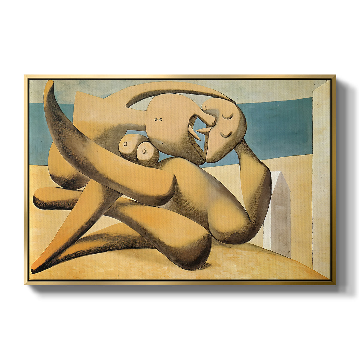 Figures at the Seaside (The Kiss), 1931 - Floater Framed Canvas Print