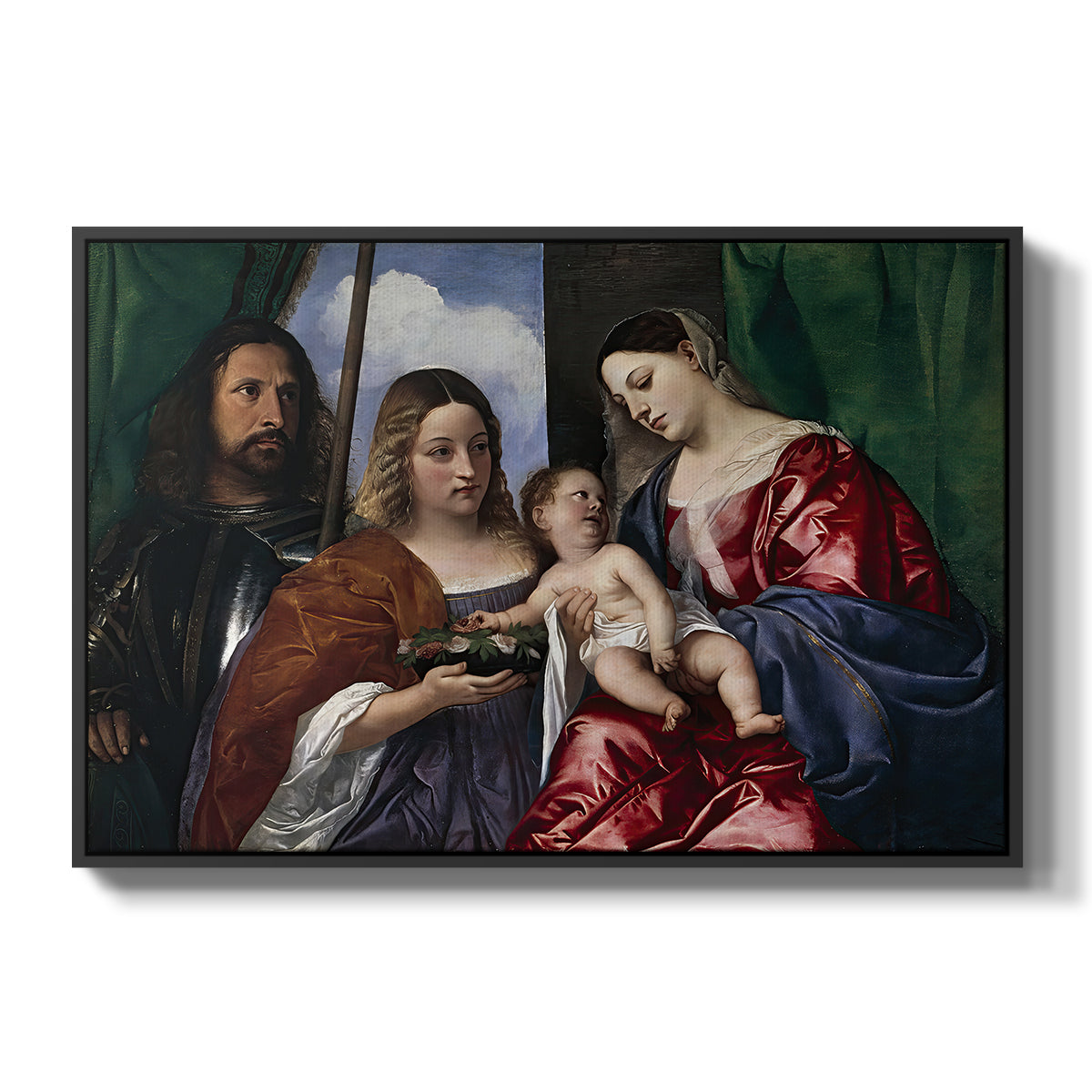 Madonna and Child with Saints Dorothy and George, c. 1516 - Floater Framed Canvas Print