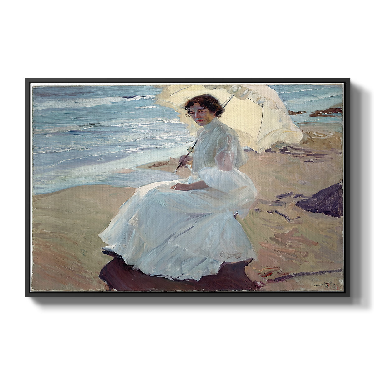 Clotilde on the Beach, 1904 - Floater Framed Canvas Print