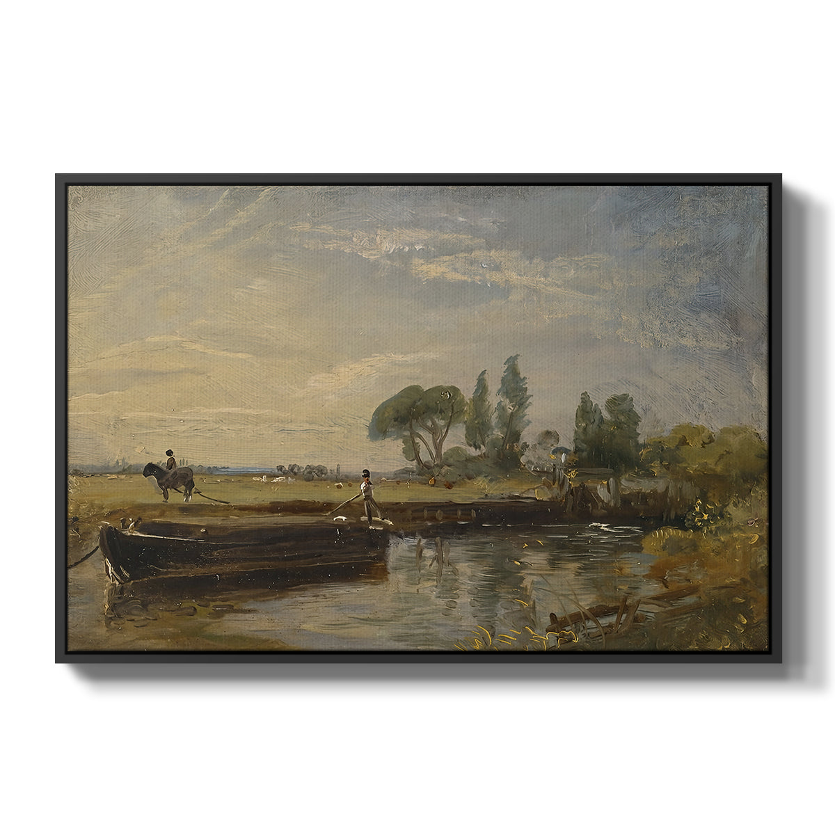 Barge below Flatford Lock, c. 1810 - Floater Framed Canvas Print