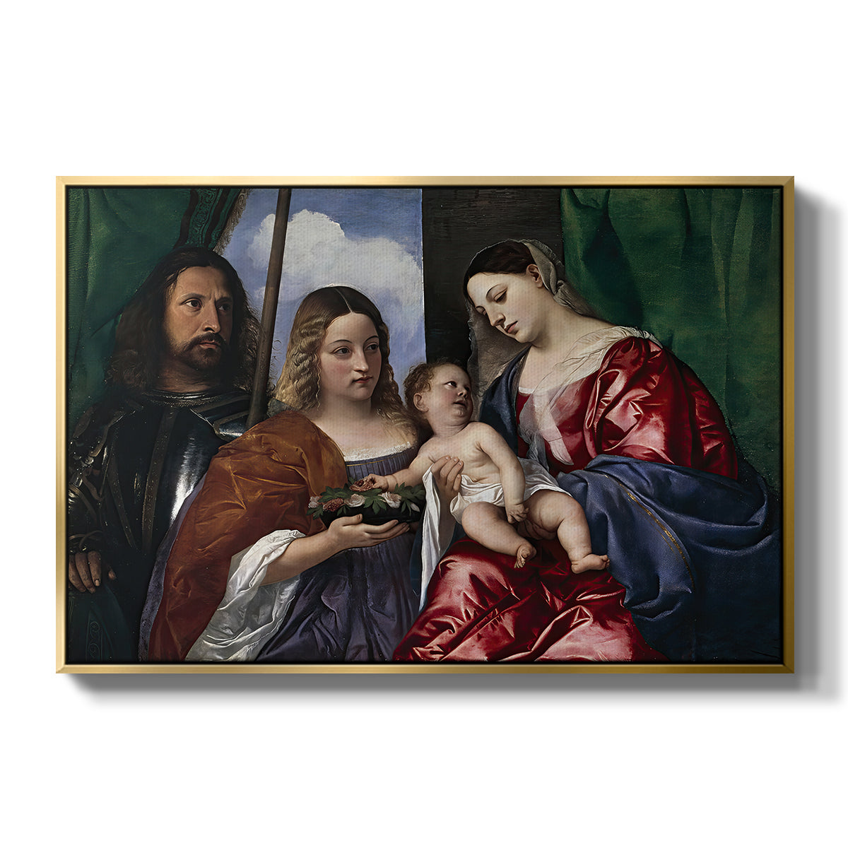 Madonna and Child with Saints Dorothy and George, c. 1516 - Floater Framed Canvas Print