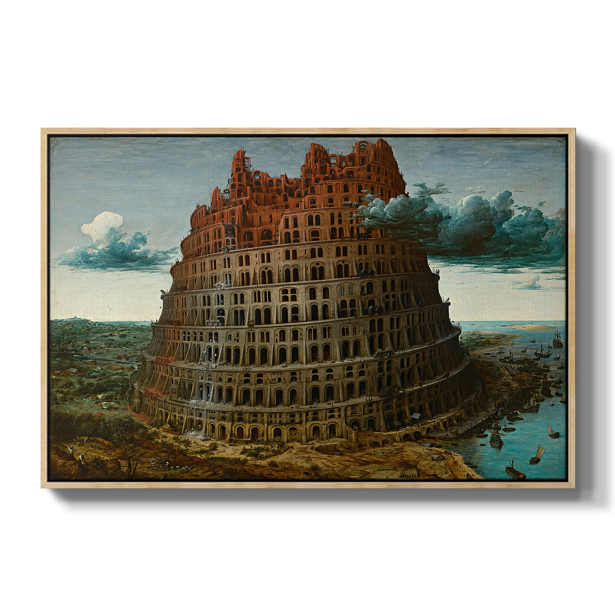 The Tower of Babel, c. 1568 - Floater Framed Canvas Print
