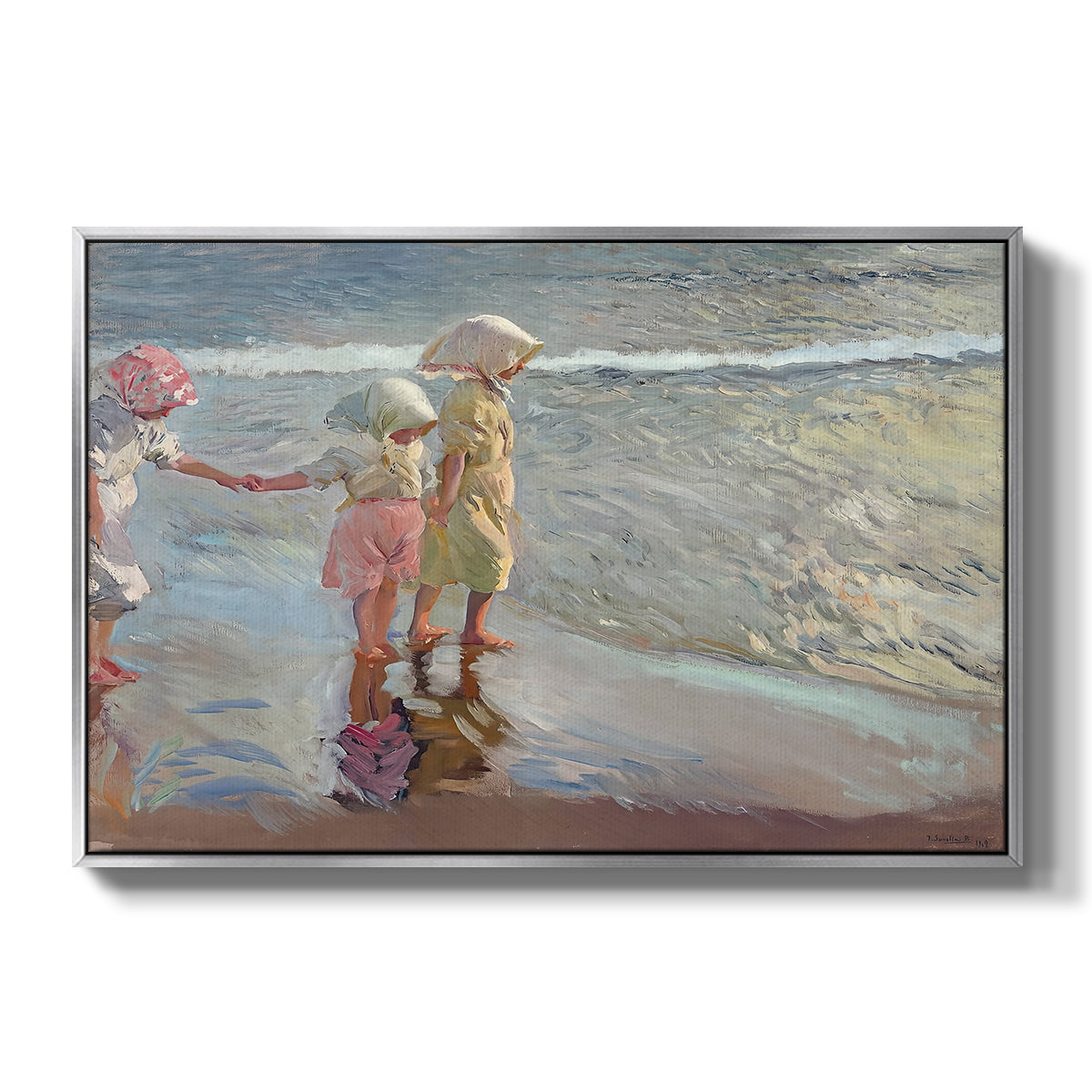The Three Sisters on the Beach, 1908 - Floater Framed Canvas Print