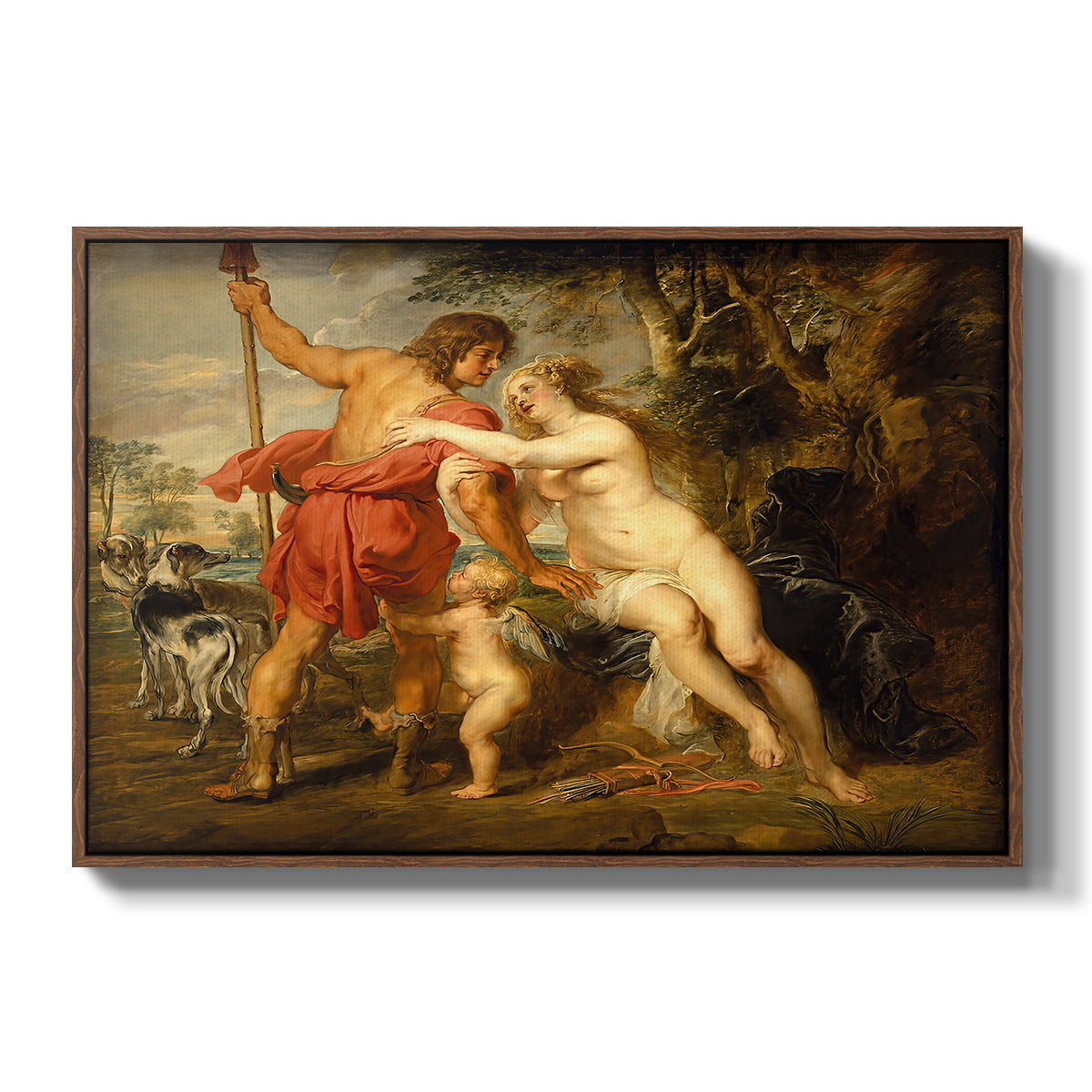 Venus and Adonis, c. 1635 - Floater Framed Canvas Print