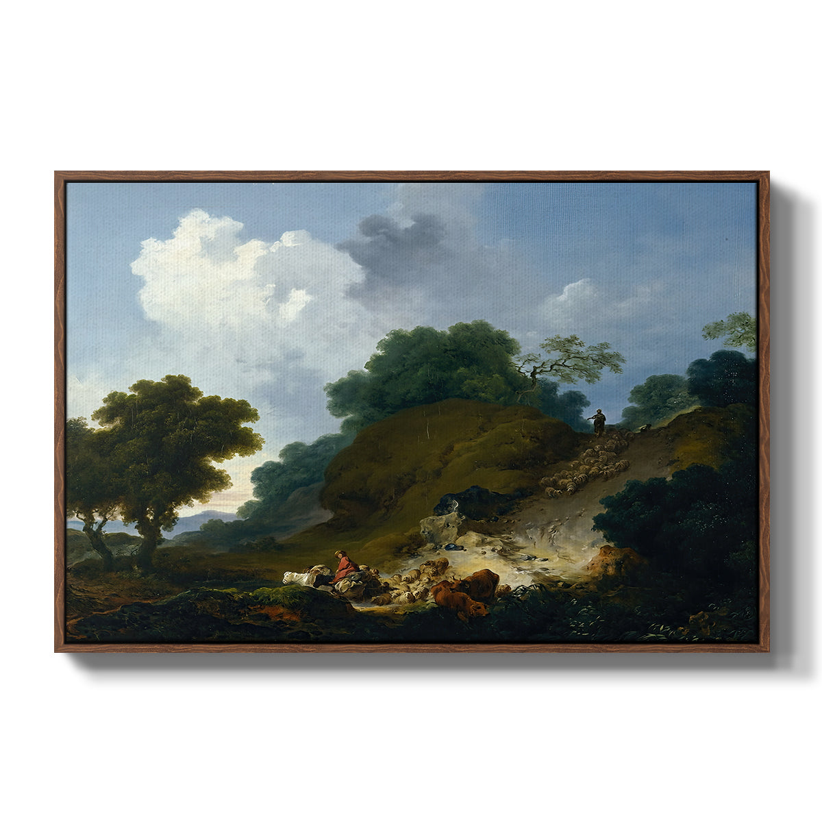 Landscape with Shepherds and Flock of Sheep, c. 1763-1765 - Floater Framed Canvas Print