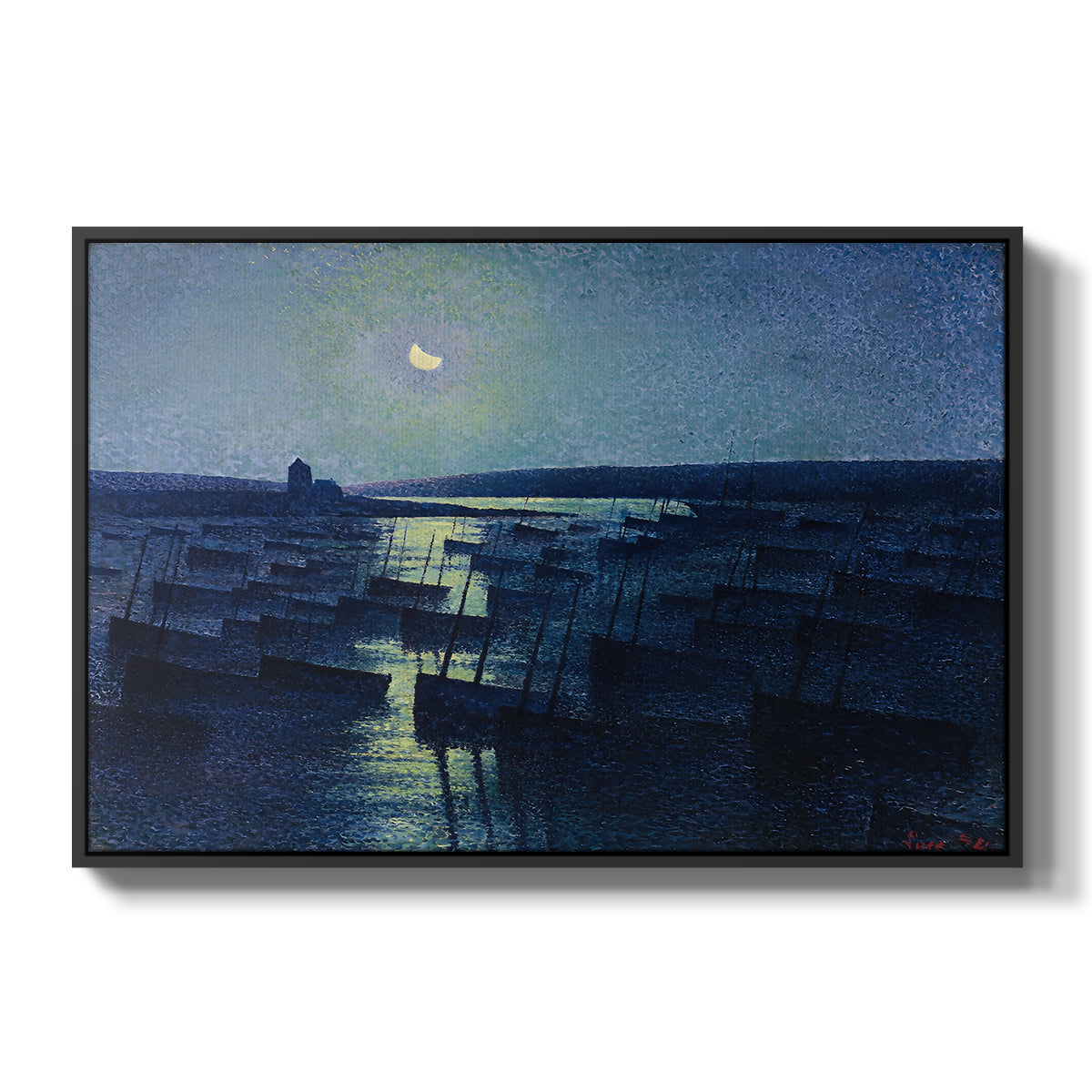 Camaret, Moonlight and Fishing Boats, 1894 - Floater Framed Canvas Print