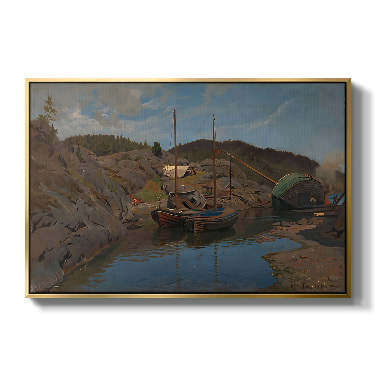 Pilotboats, 1875 - Floater Framed Canvas Print