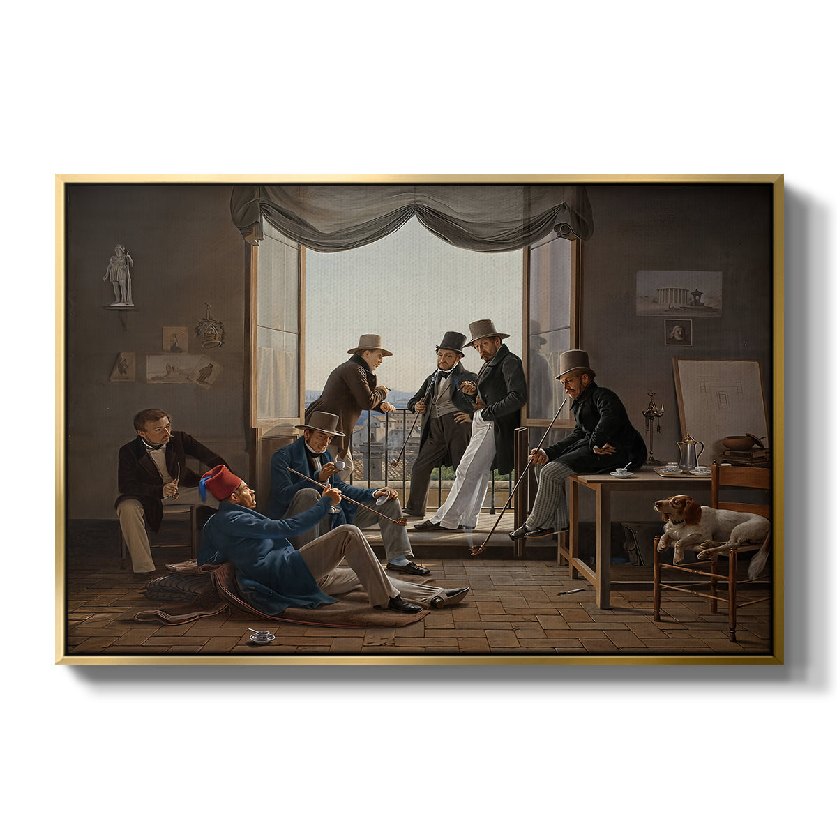 A Group of Danish Artists in Rome, 1837 - Floater Framed Canvas Print