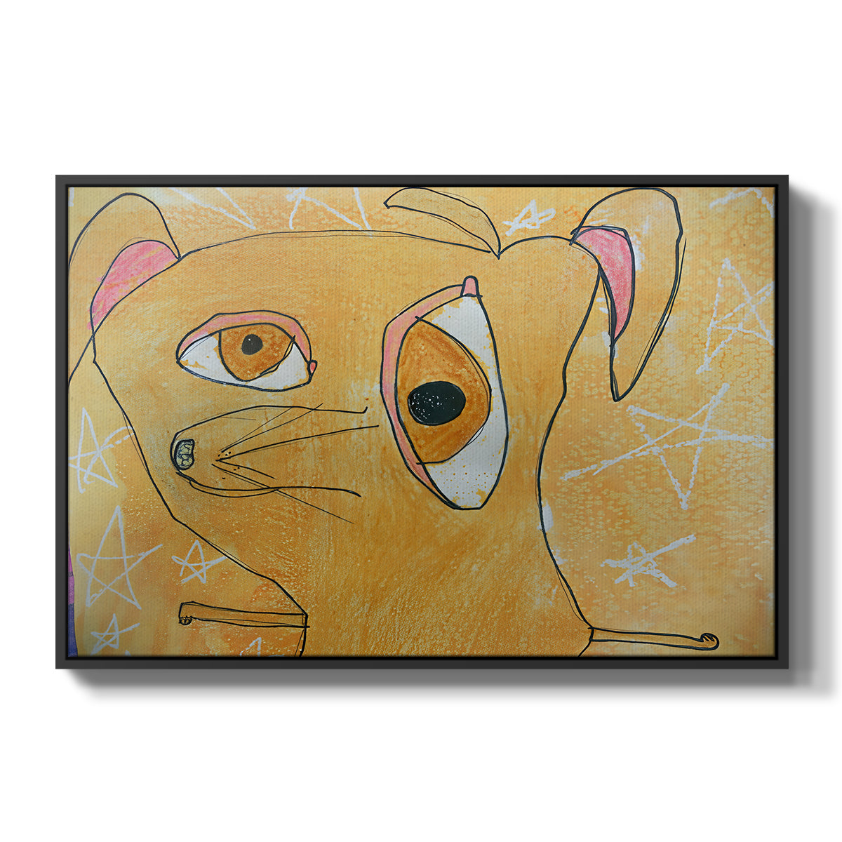 Cubist Dog with Stars (Student Art) - Floater Framed Canvas Print