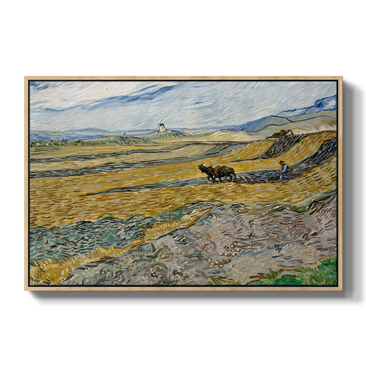 Enclosed Field with Ploughman, 1889 - Floater Framed Canvas Print