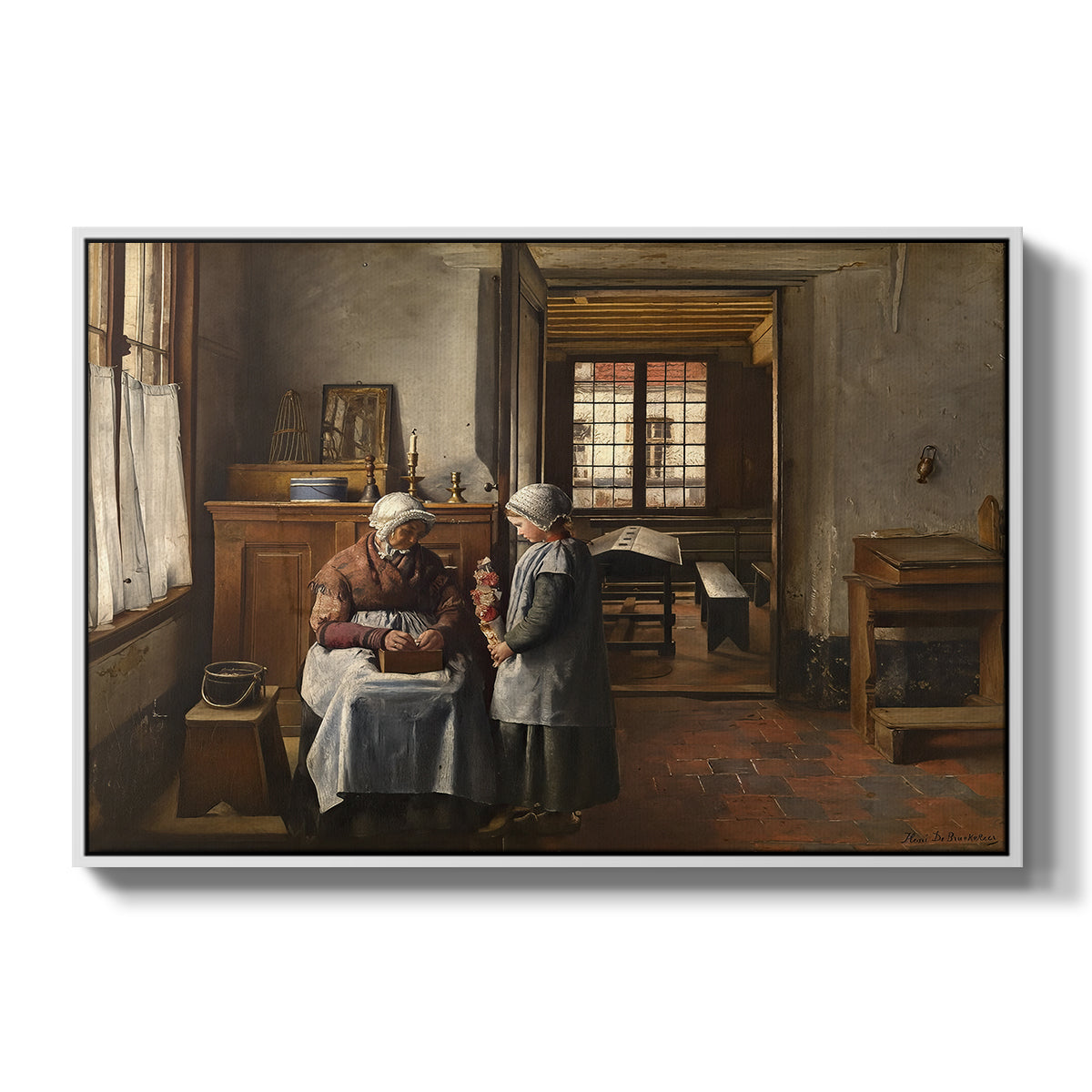 Grandmother's Feast, 1873 - Floater Framed Canvas Print