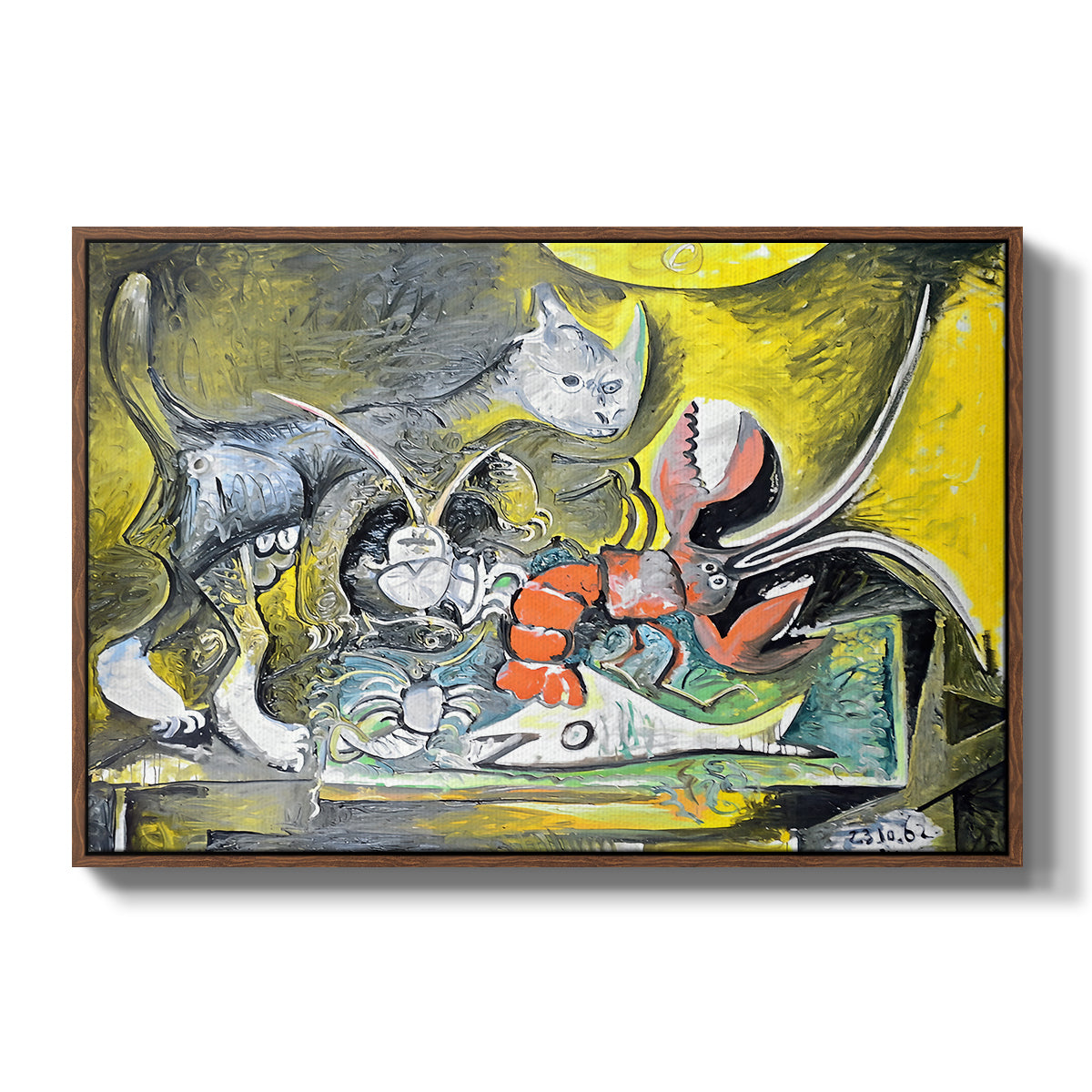 Still Life with Cat and Lobster, 1962 - Floater Framed Canvas Print