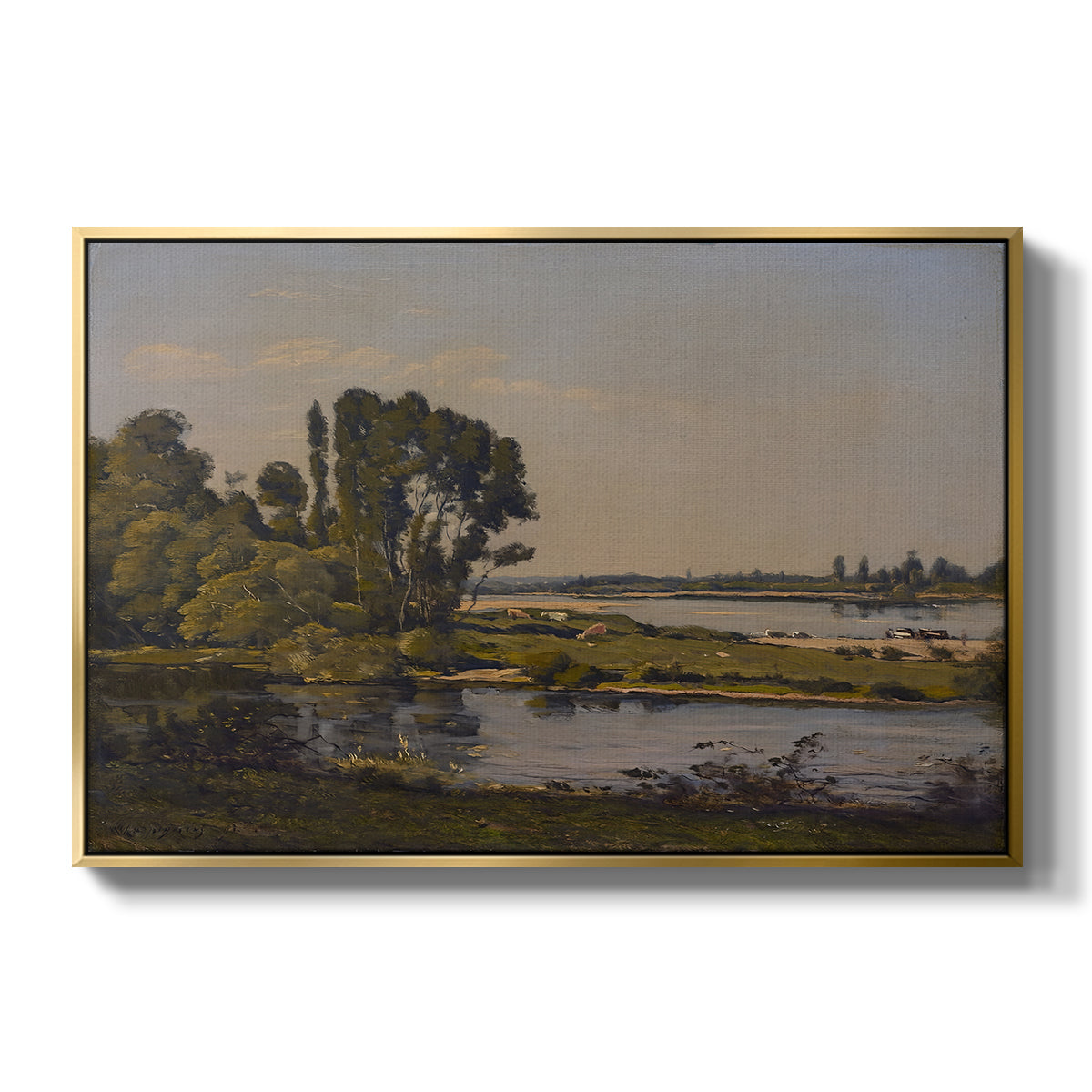 Landscape with a River, 1892 - Floater Framed Canvas Print