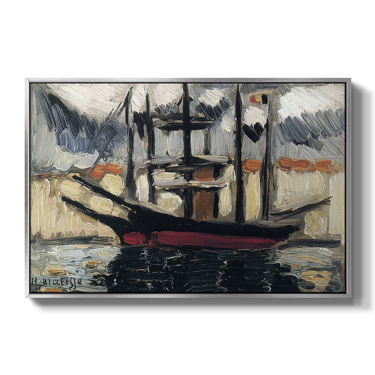 Two Boats Side by Side, Port of Marseilles, c. 1916 - Floater Framed Canvas Print
