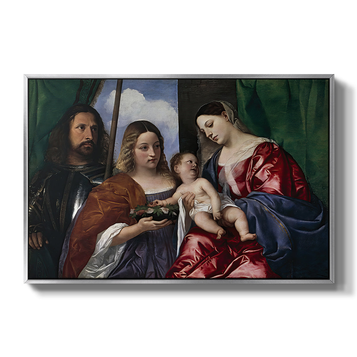 Madonna and Child with Saints Dorothy and George, c. 1516 - Floater Framed Canvas Print