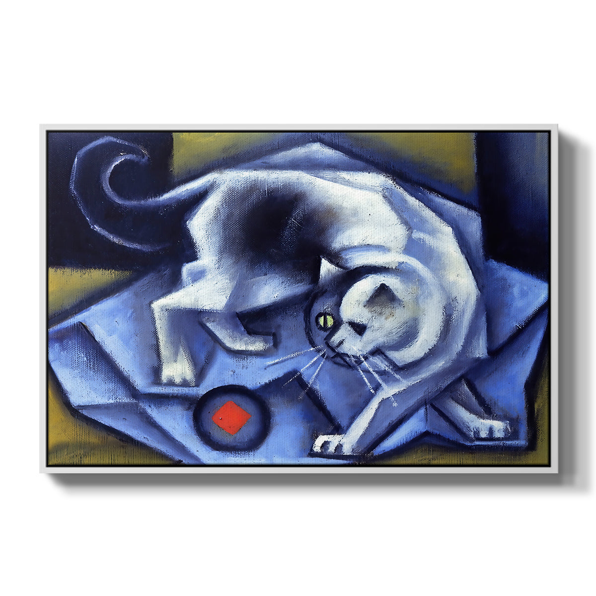 Cat Playing with a Ball, 1945-1950 - Floater Framed Canvas Print