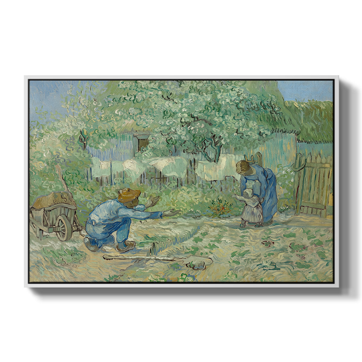 First Steps after Millet, 1890 - Floater Framed Canvas Print