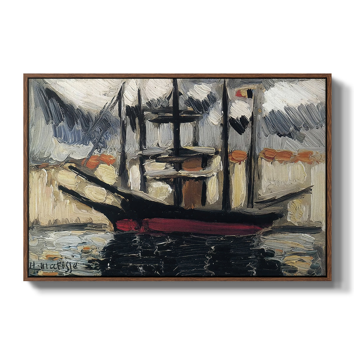 Two Boats Side by Side, Port of Marseilles, c. 1916 - Floater Framed Canvas Print