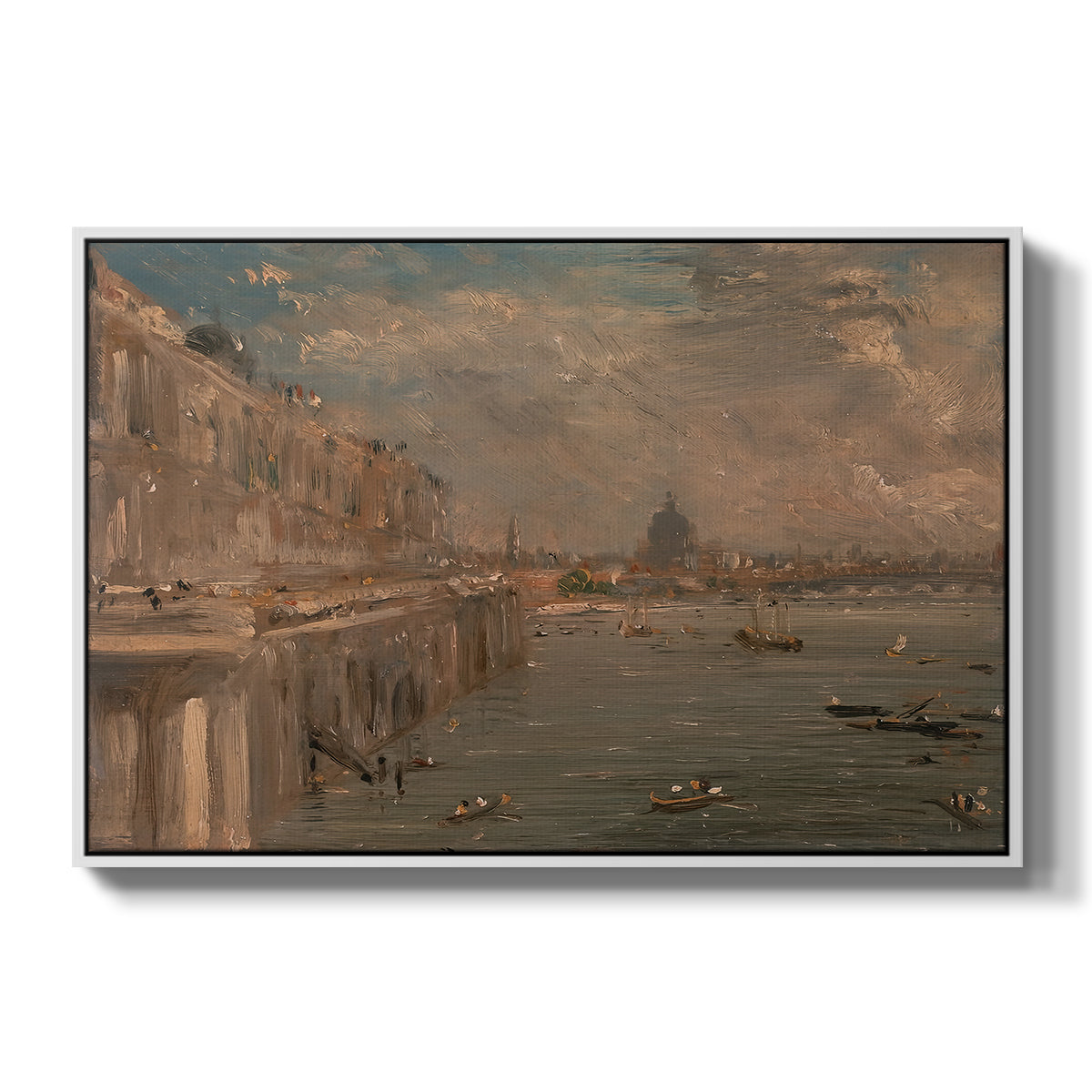 Somerset House Terrace from Waterloo Bridge, c. 1819 - Floater Framed Canvas Print