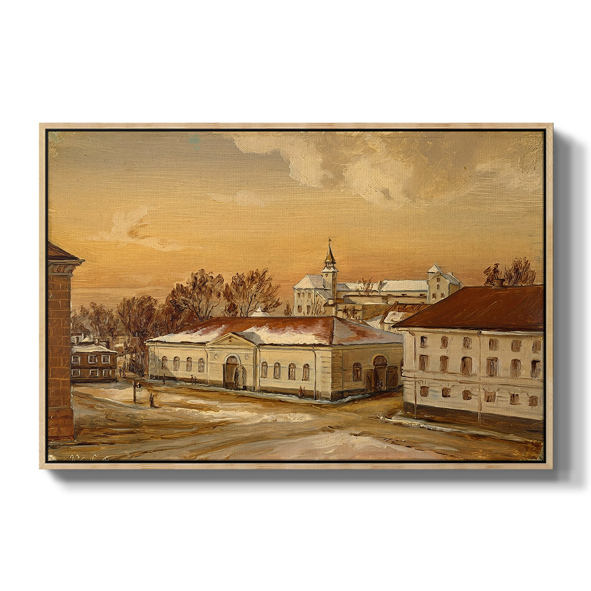 The Riding School at Akershus Castle, 1846 - Floater Framed Canvas Print