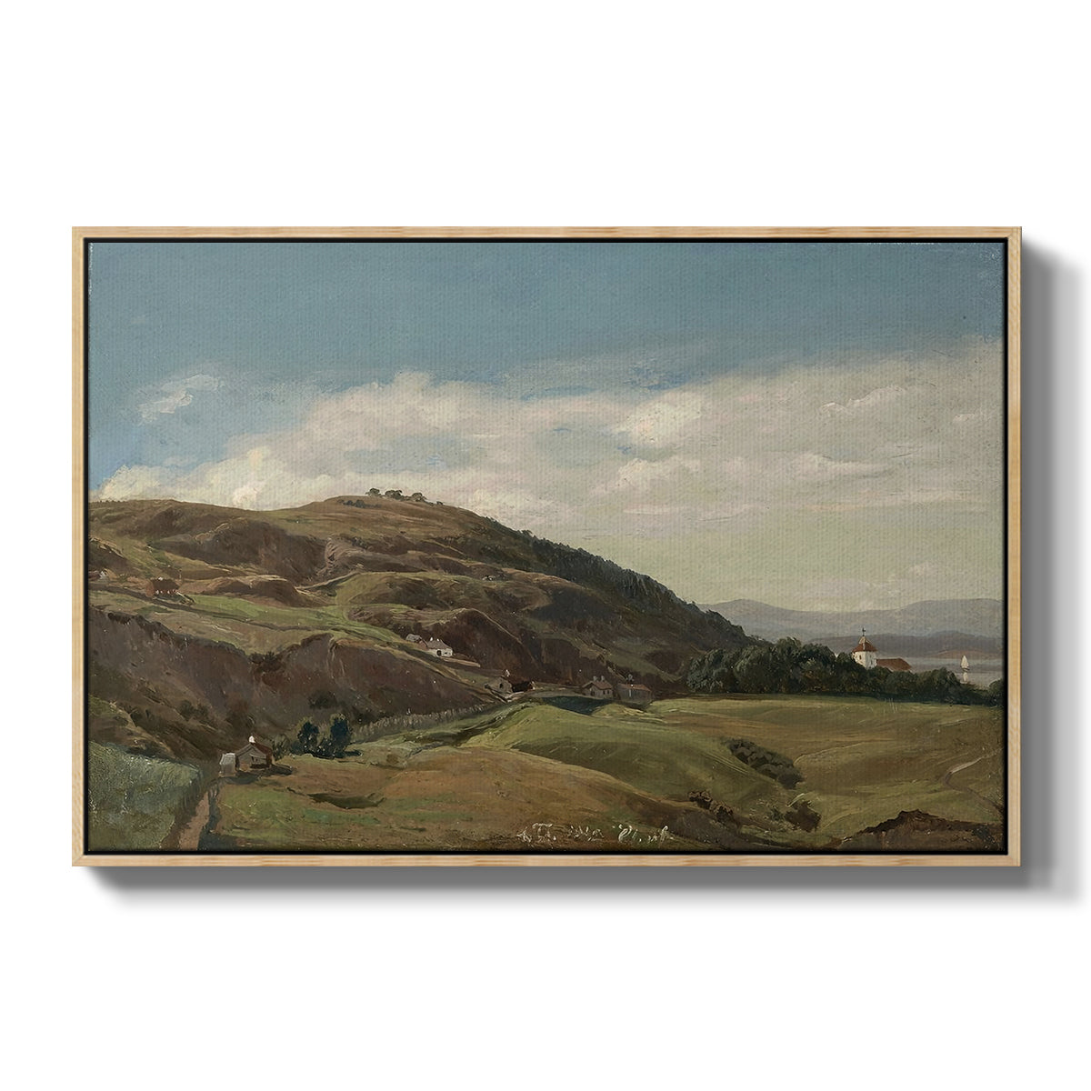 Ekeberg and Oslo Church, 1852 - Floater Framed Canvas Print