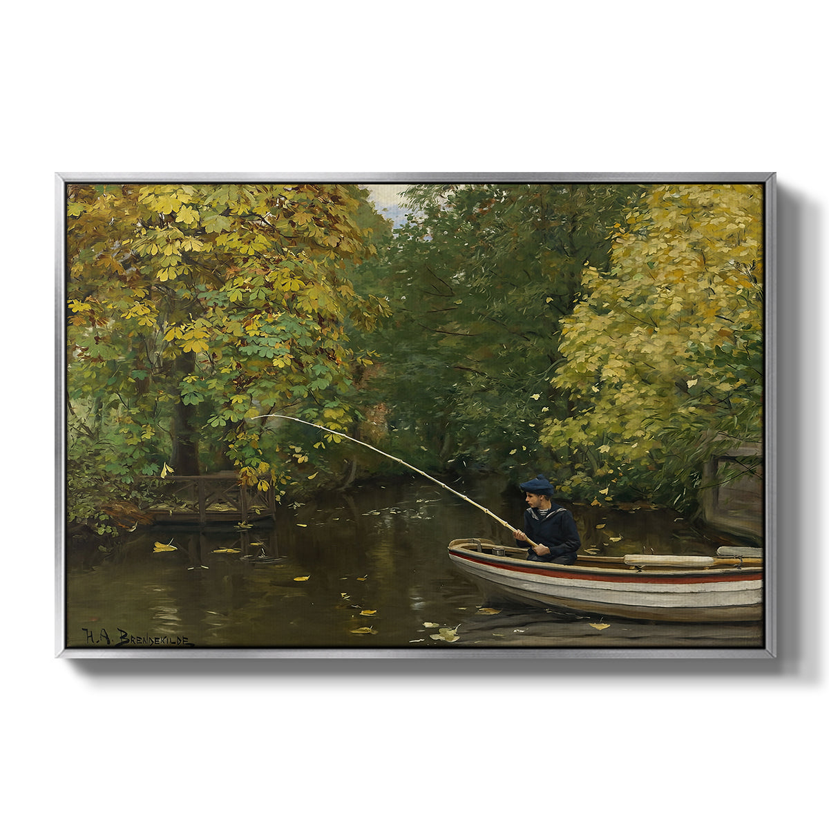 Fishing Boy, c. 1890 - Floater Framed Canvas Print