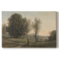 Canvas art print portraying an expansive landscape with sparse trees and open ground under soft light, set against a white background