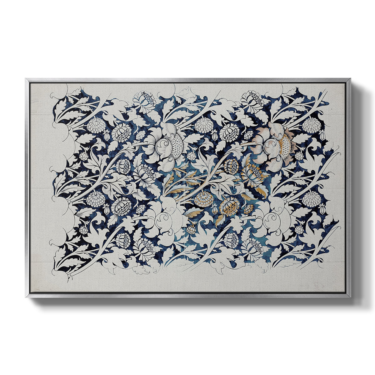 Watercolour for Printed Fabric Design: Wey, c. 1882-1883 - Floater Framed Canvas Print