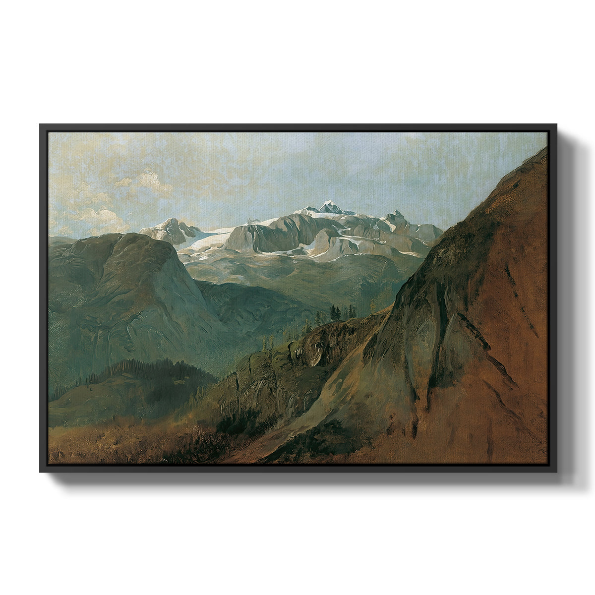 The Dachstein from the Plassen near Hallstatt, 1827 - Floater Framed Canvas Print