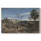 Canvas art print portraying an open landscape of Roman countryside with trees and distant terrain under soft sky, set against a white background