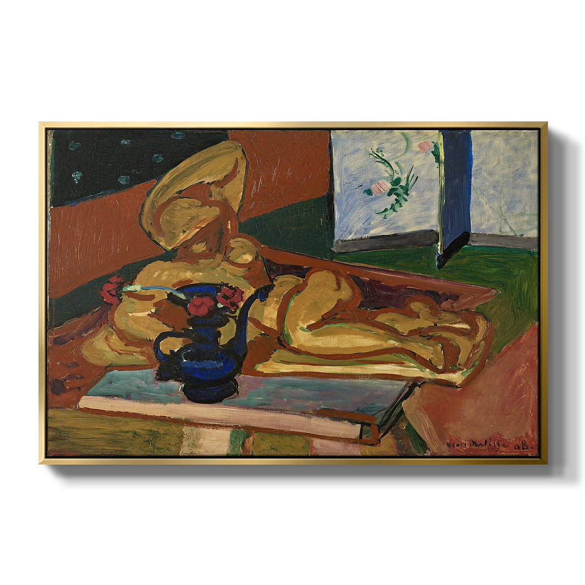 Sculpture and Persian Vase (The Bronze Figure), 1908 - Floater Framed Canvas Print