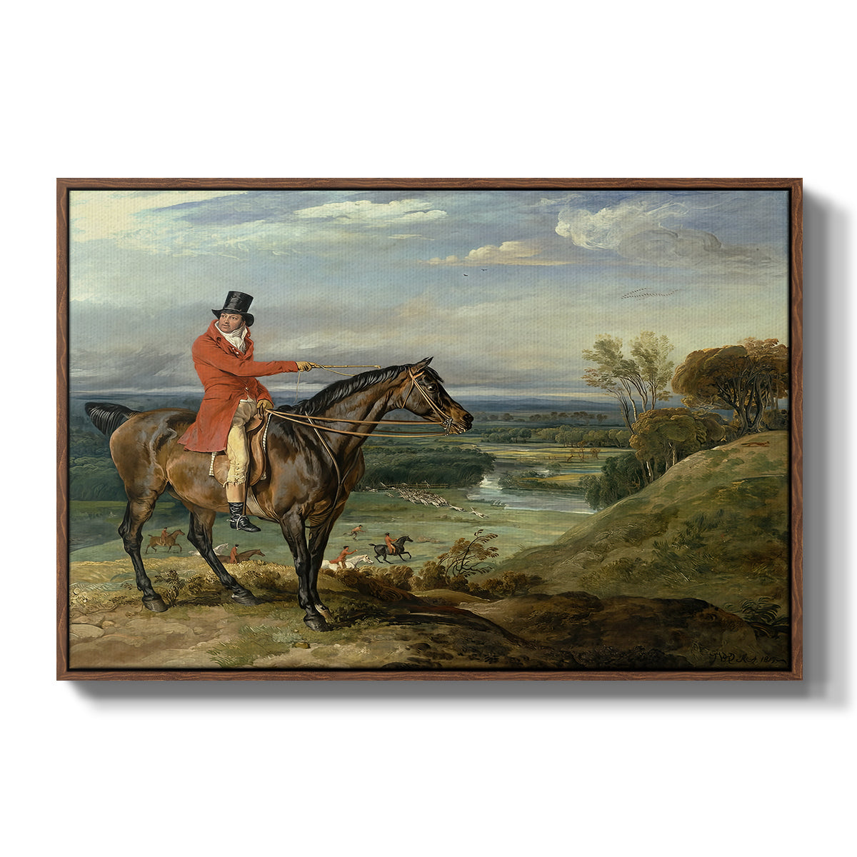 John Levett Hunting at Wychnor, Staffordshire, 1818 - Floater Framed Canvas Print