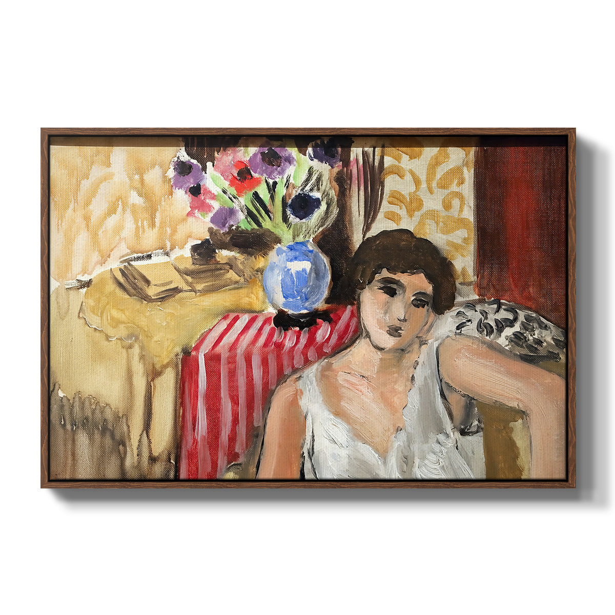Woman Seated in an Armchair, c. 1920 - Floater Framed Canvas Print