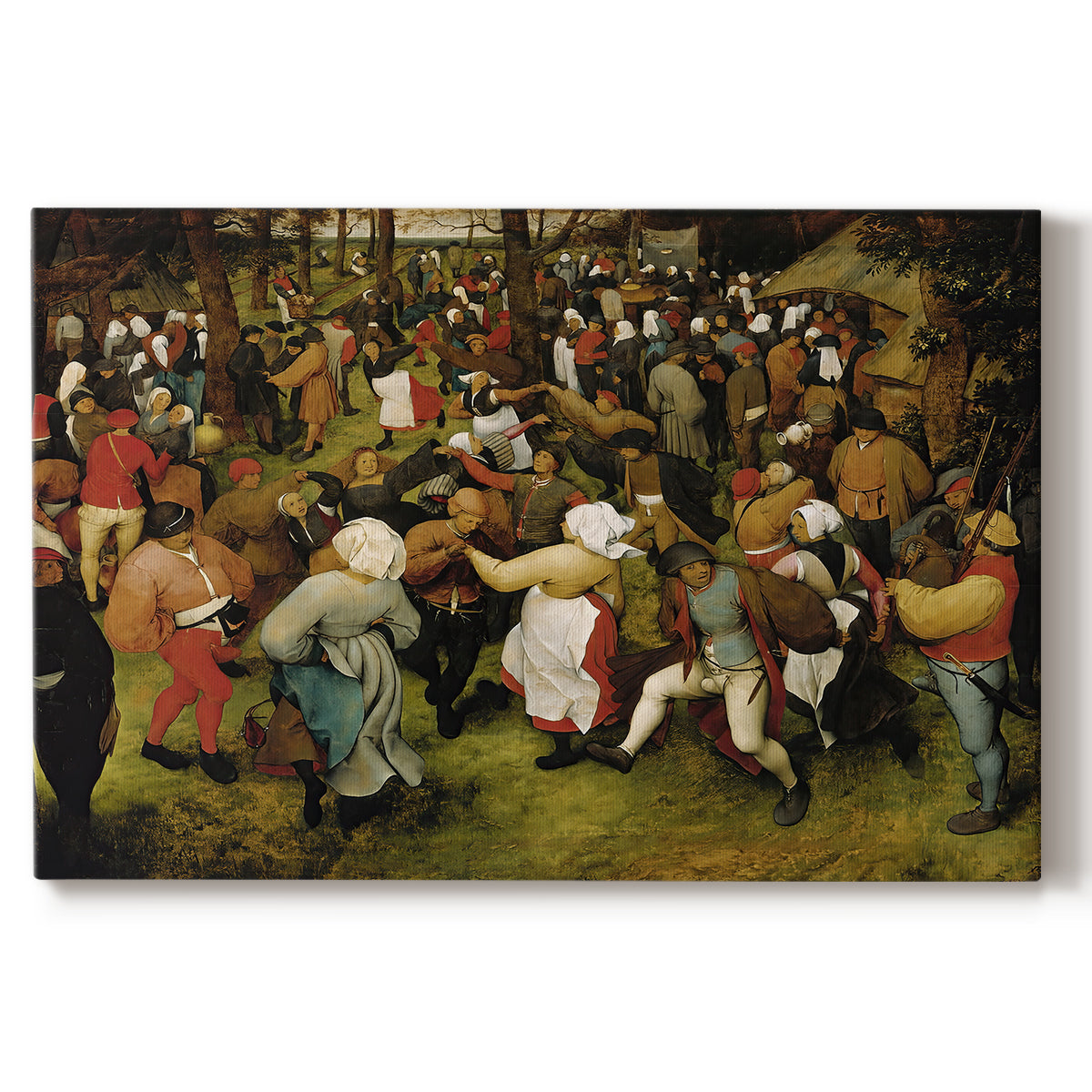 Canvas art print portraying figures dancing in crowded outdoor scene, set against a white background