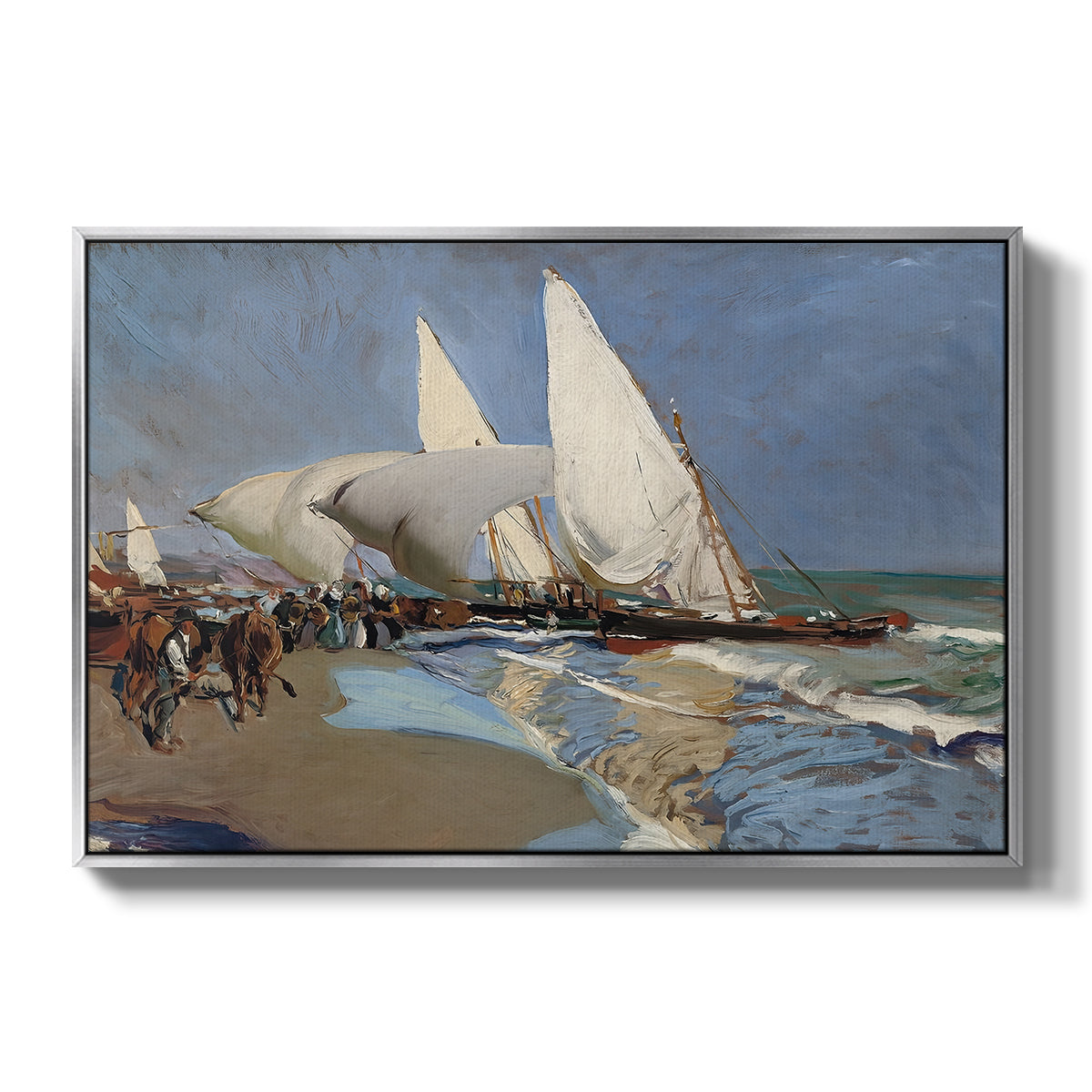 The Beach at Valencia, 1908 - Floater Framed Canvas Print