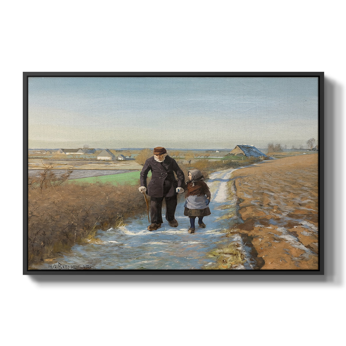 The Old Man and the Child, 1888 - Floater Framed Canvas Print