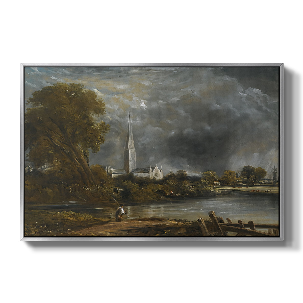 Salisbury Cathedral from the Meadows, c. 1831 - Floater Framed Canvas Print