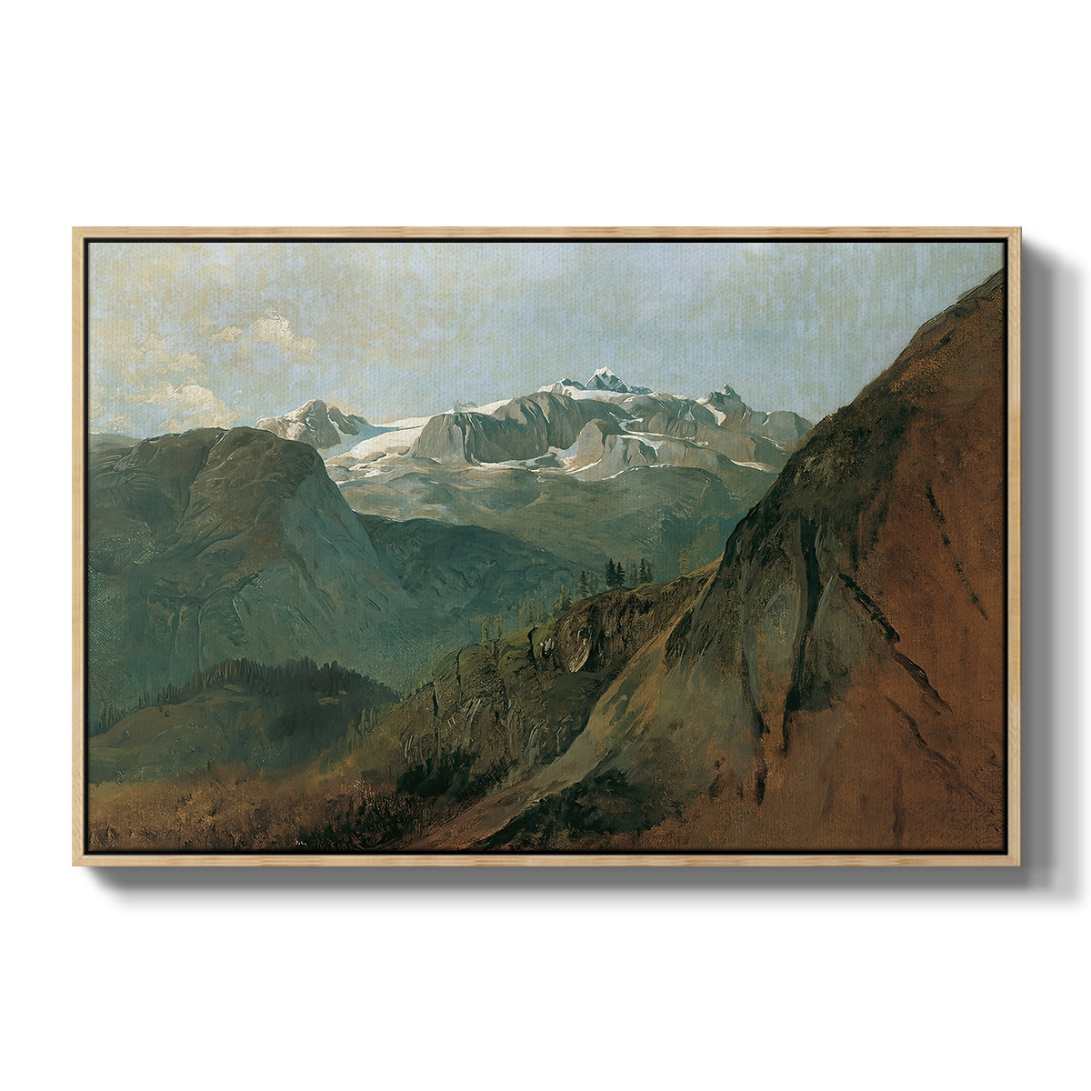 The Dachstein from the Plassen near Hallstatt, 1827 - Floater Framed Canvas Print