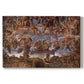 Canvas art print portraying a dense composition of human figures in dramatic judgment scene, set against a white background