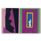 Canvas art print portraying an abstract collage with cut-out shapes forming symbolic composition, set against a white background