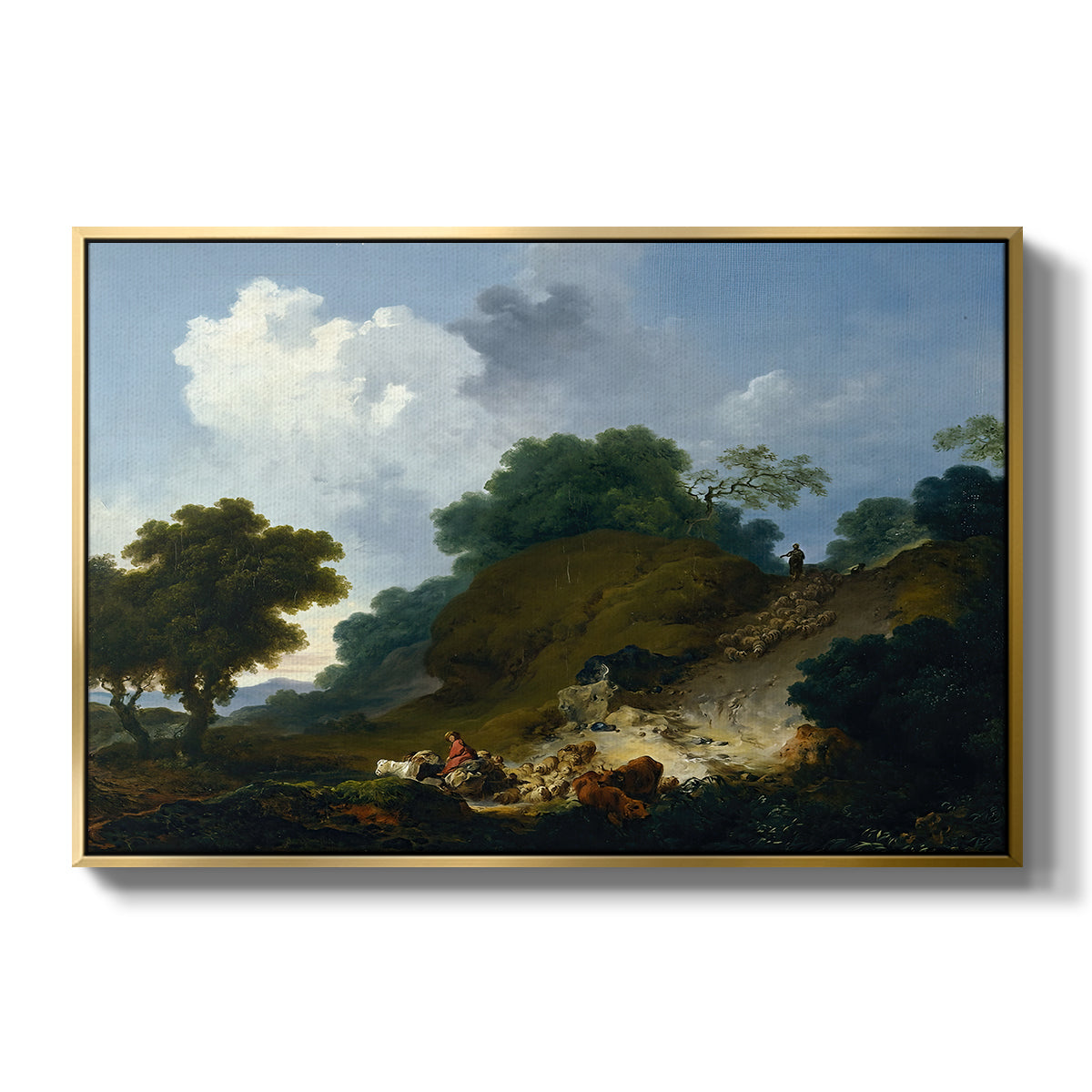 Landscape with Shepherds and Flock of Sheep, c. 1763-1765 - Floater Framed Canvas Print