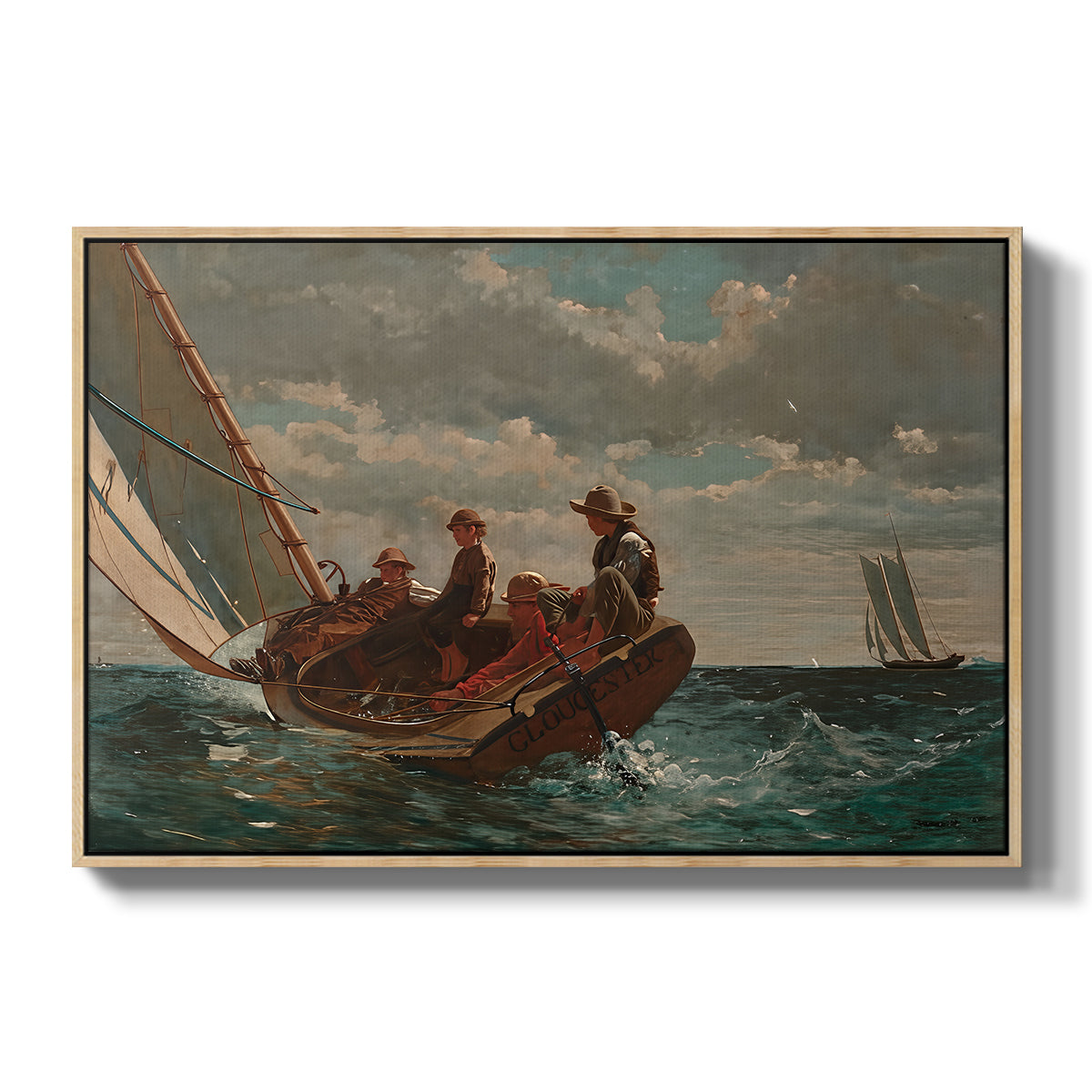 Breezing Up (A Fair Wind), 1873-1876 - Floater Framed Canvas Print