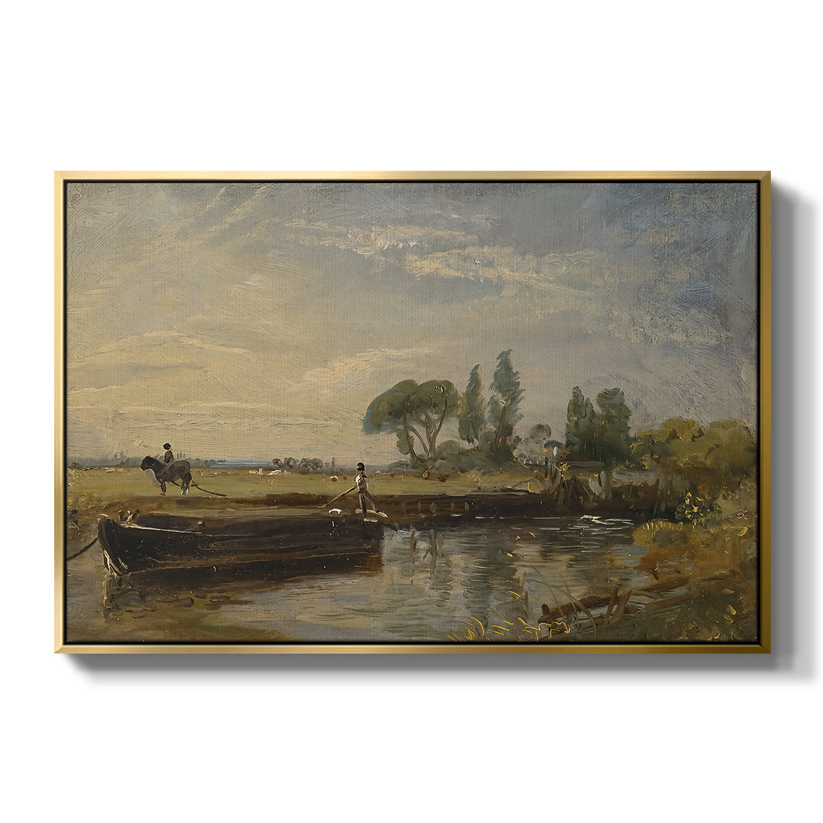 Barge below Flatford Lock, c. 1810 - Floater Framed Canvas Print