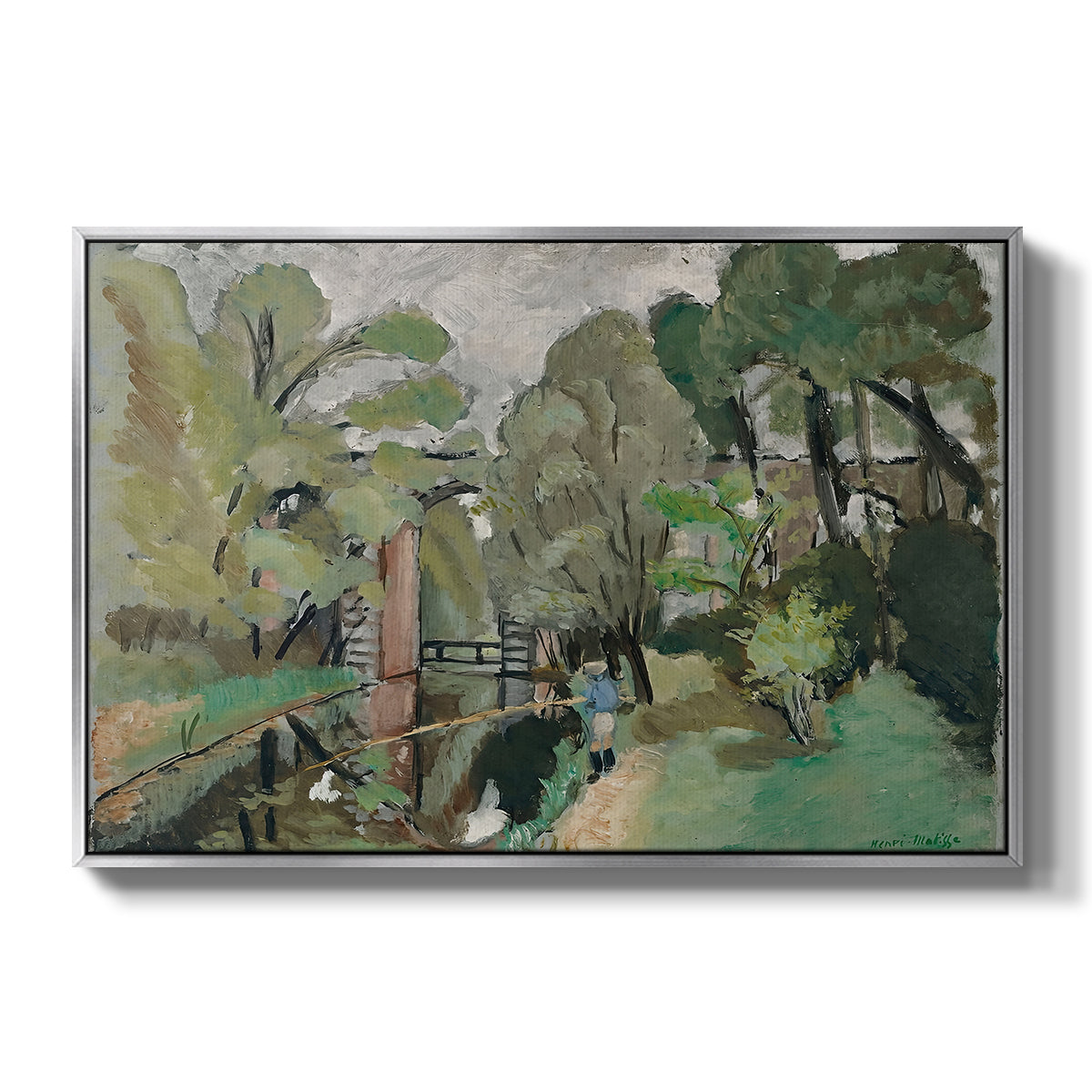 The Little Fisherman, Maintenon, 1918 - Floater Framed Canvas Print