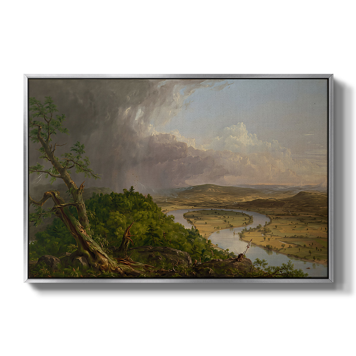 View from Mount Holyoke, Northampton, Massachusetts, after a Thunderstorm (Oxbow), 1836 - Floater Framed Canvas Print