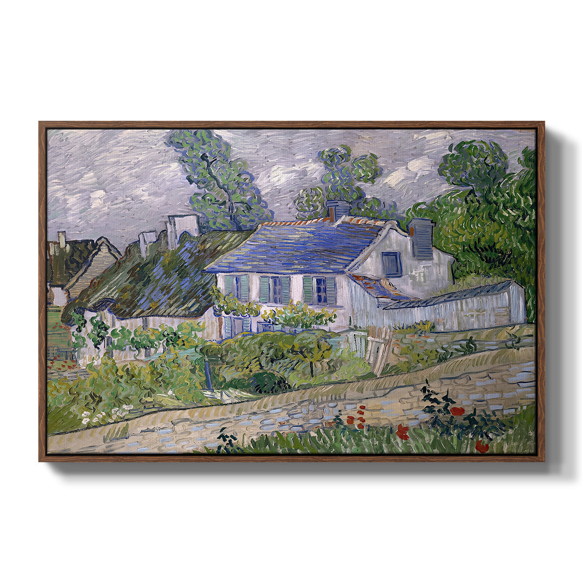 Houses in Auvers, 1890 - Floater Framed Canvas Print